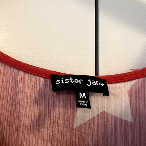 Sister Jane midi ruffle dress with full skirt in red star print size M SW - Picture 7 of 9